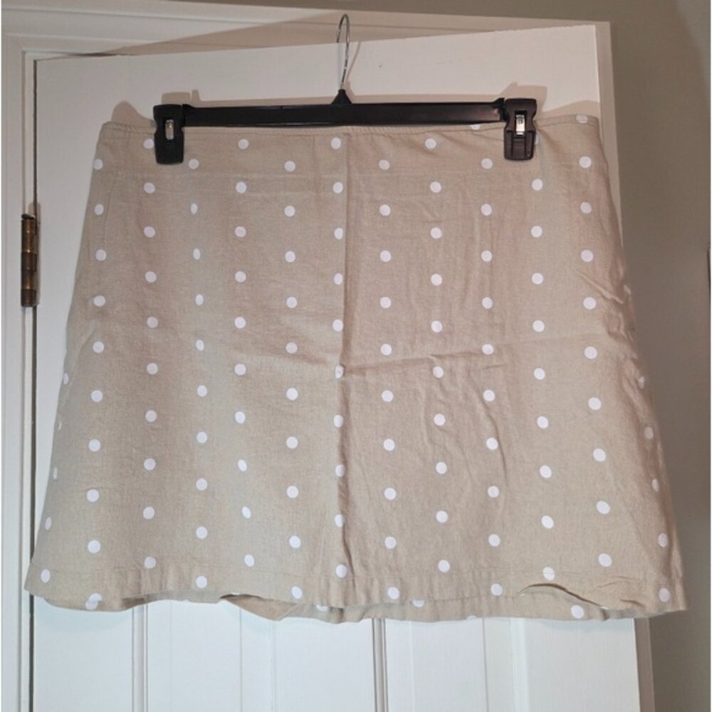 XXL Beige Polka Dot Linen Skirt